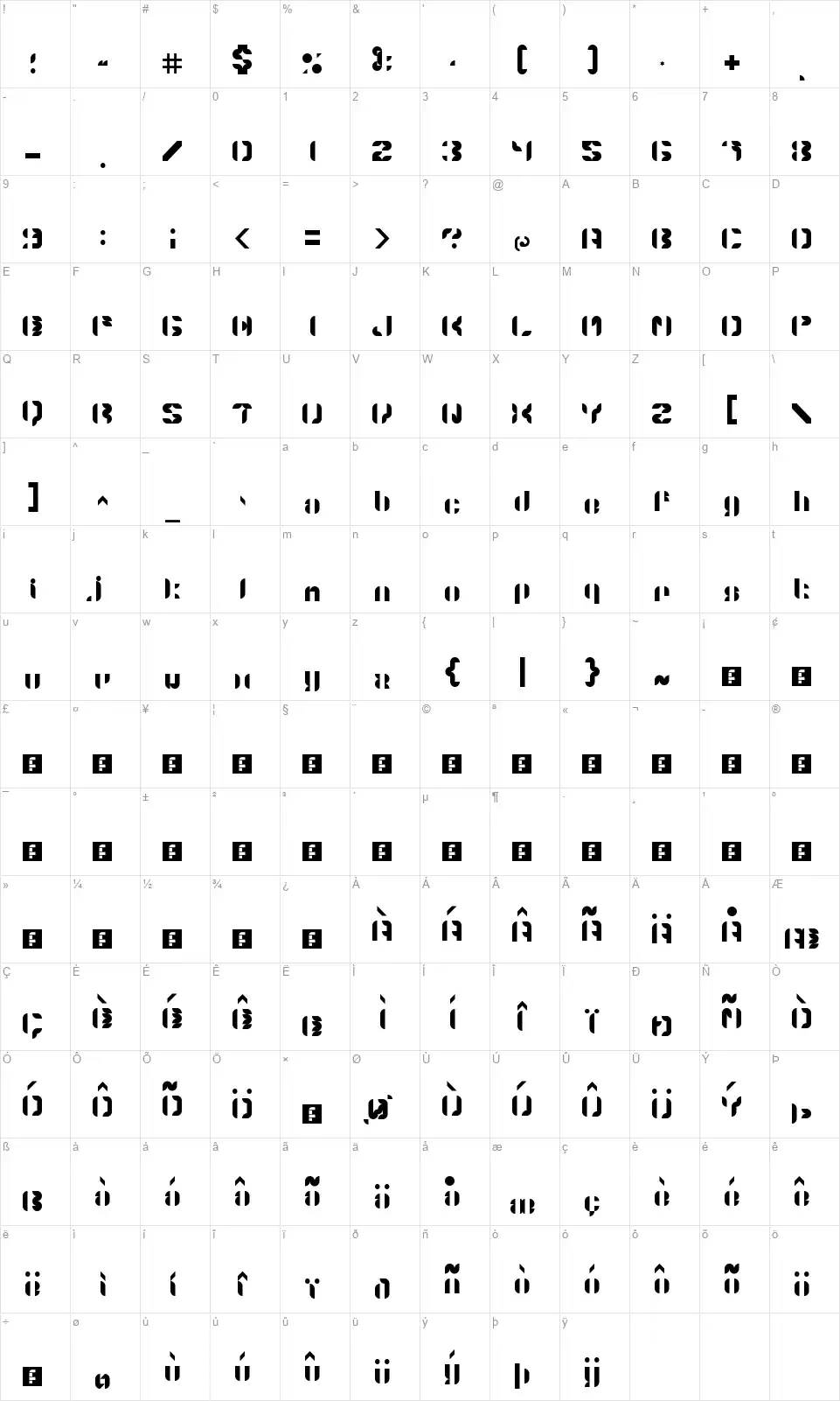 5 Structonixfont character map
