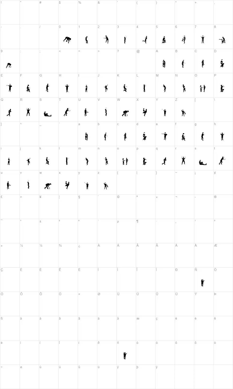 Accion Dingbat Tipografiafont character map