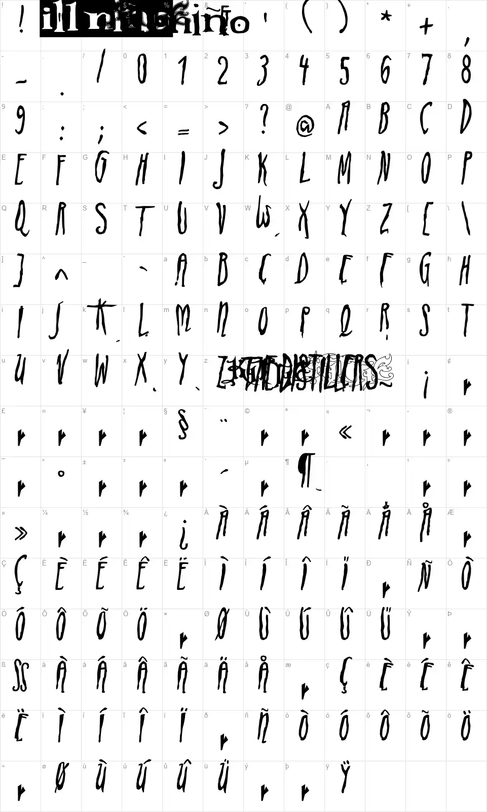 ADIstiLleRS Fontfont character map