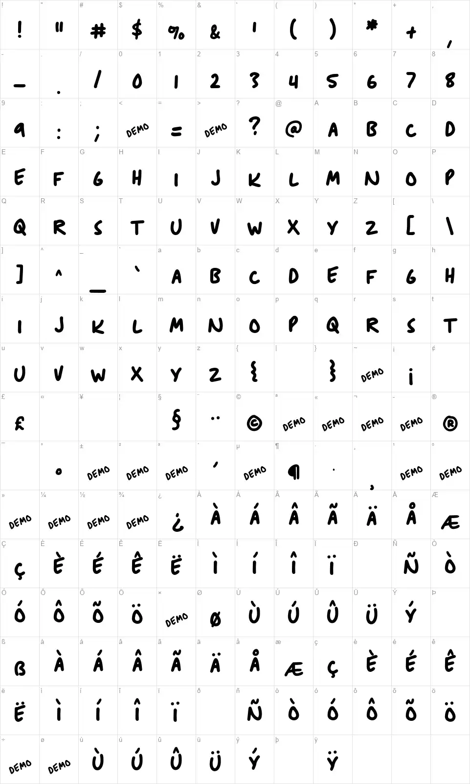Anitype Journalfont character map