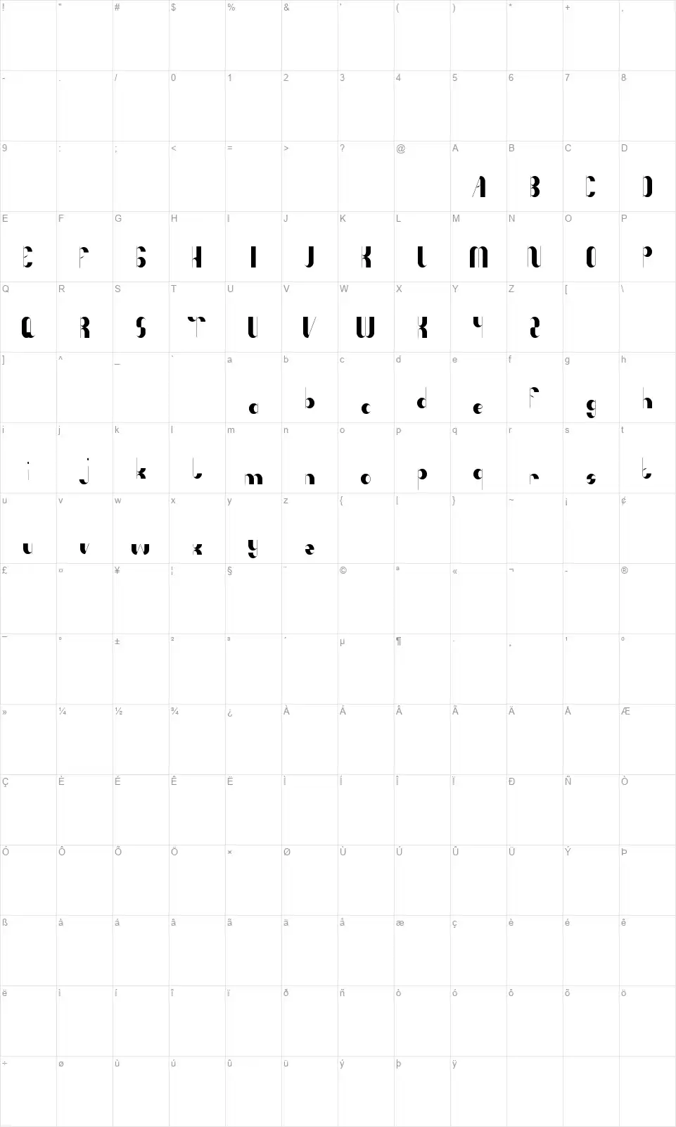 Anything Mean Everythingfont character map