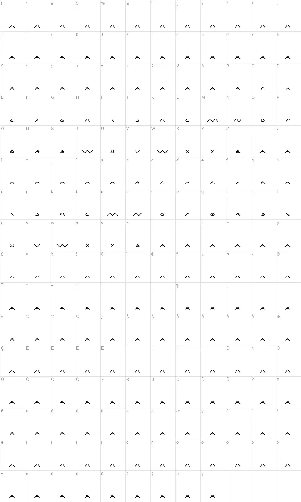 arachnidlovefont character map