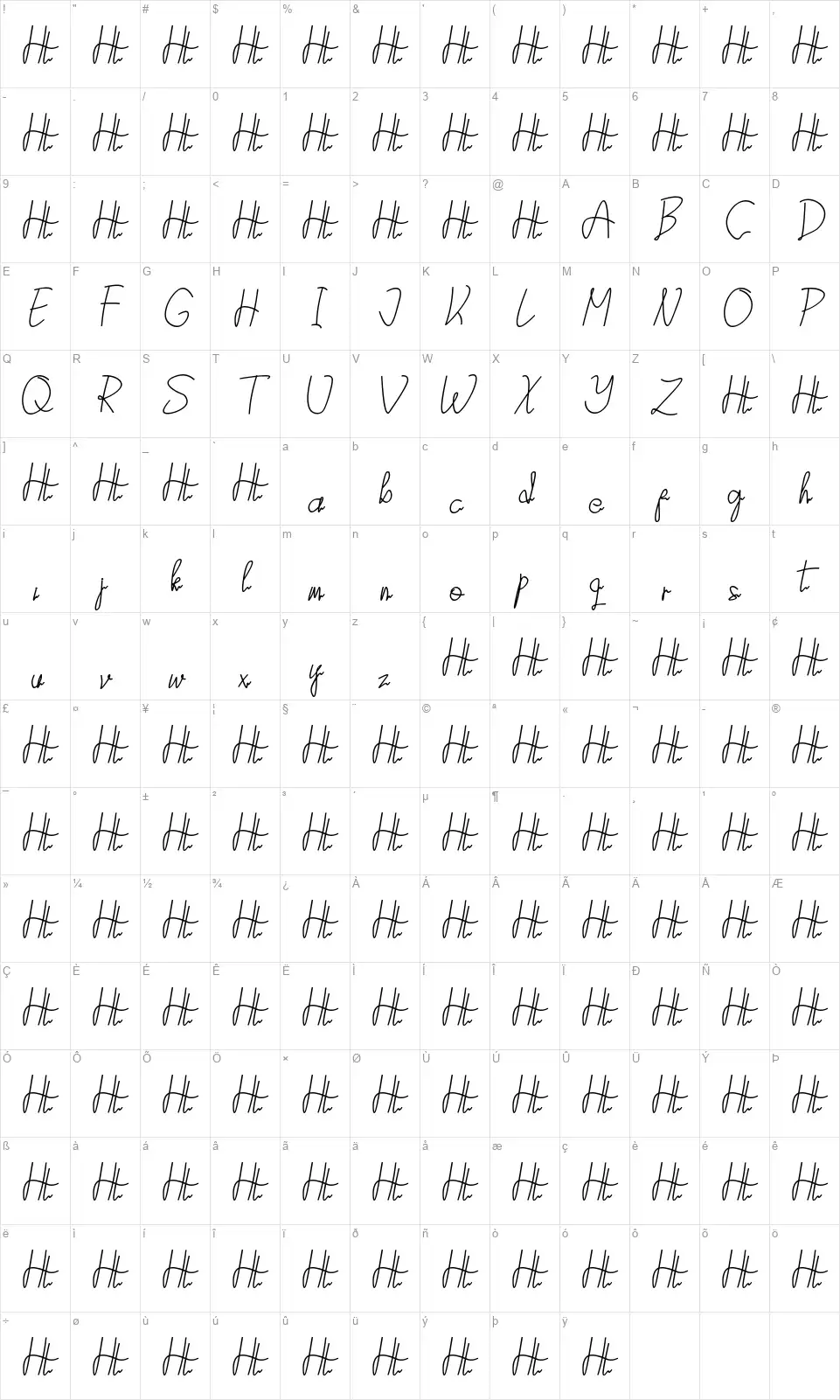 Attaseyfont character map