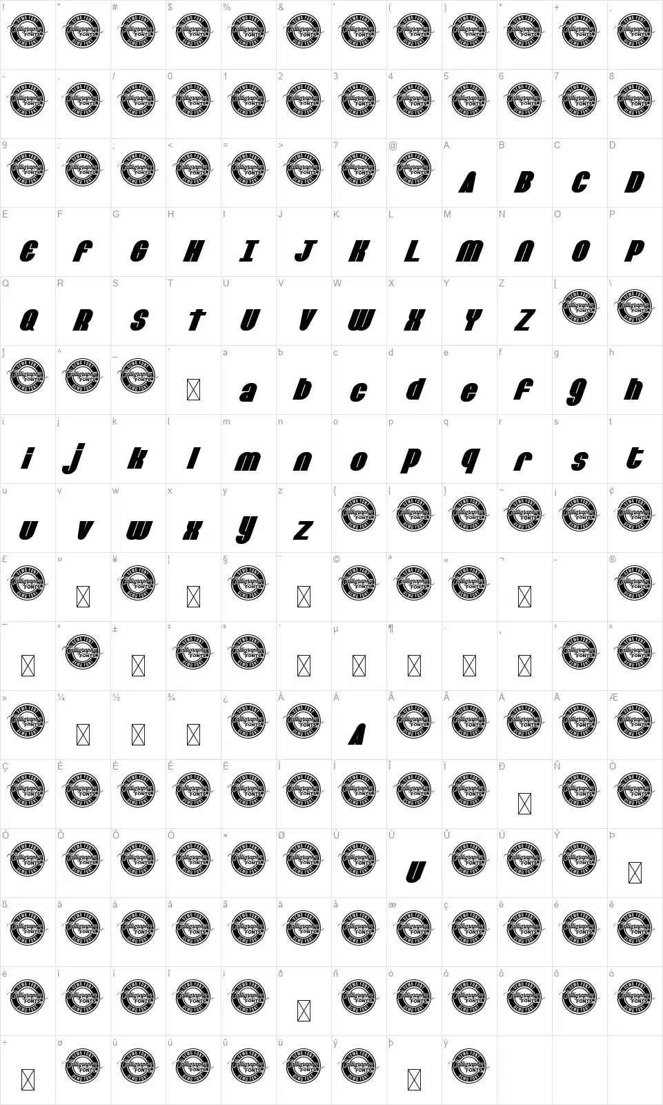 Barley Roundfont character map