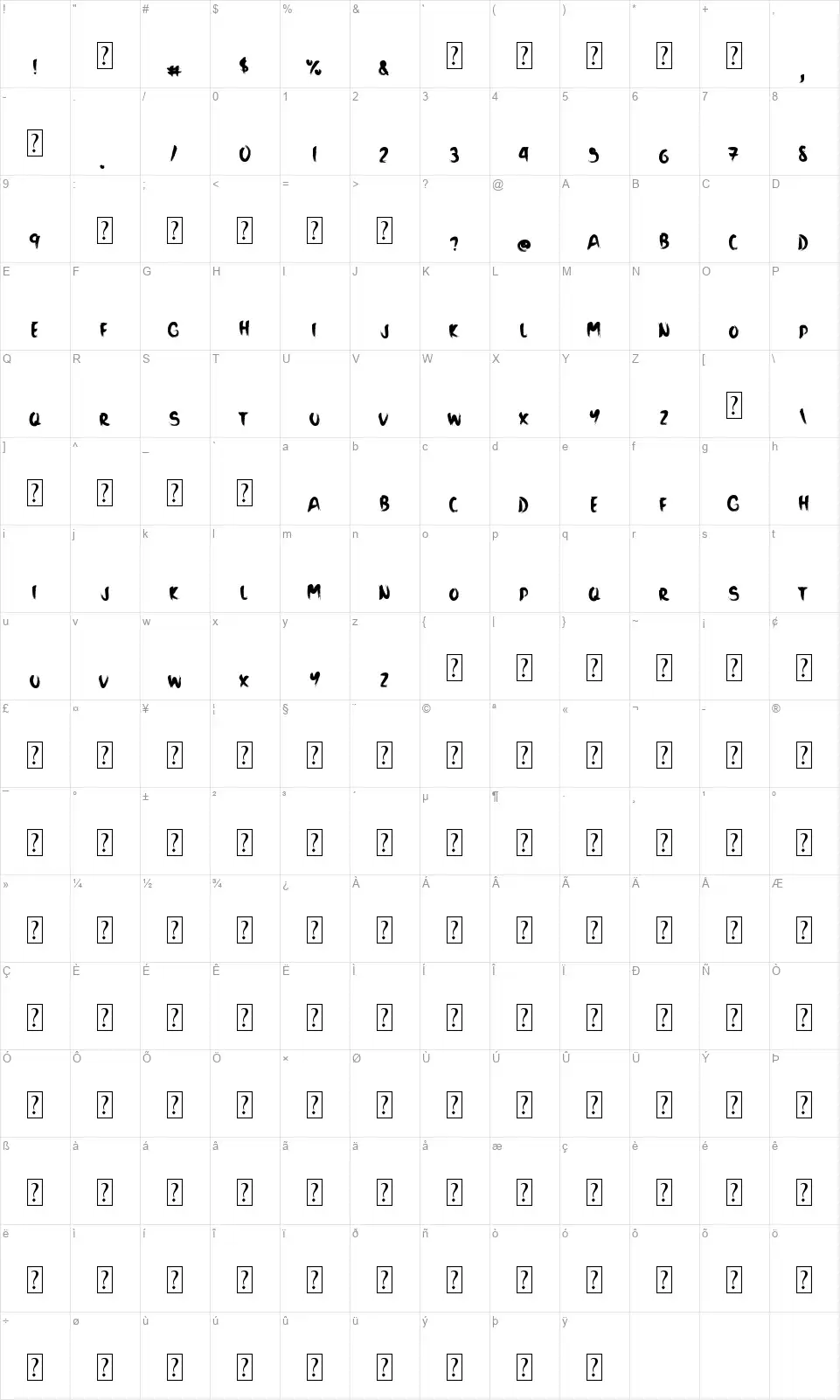 Black Sandfont character map