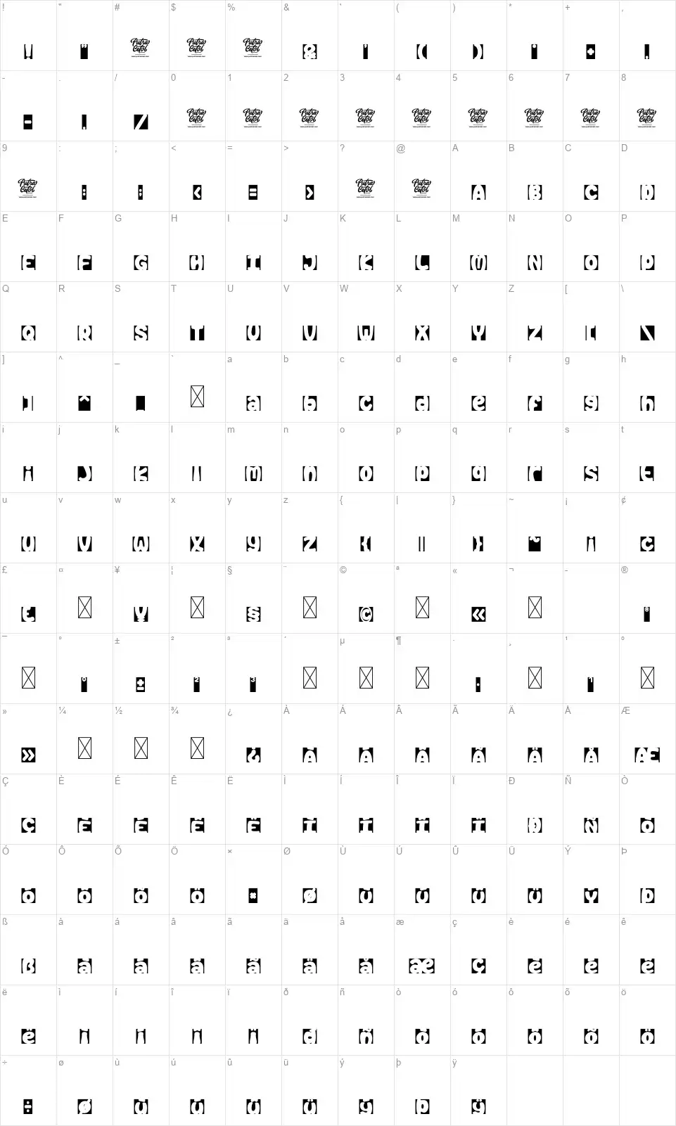 Block Spacefont character map