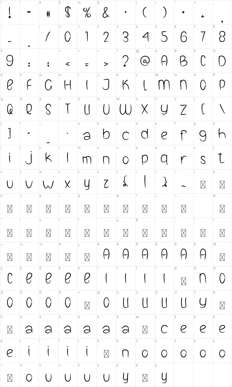 Book Linefont character map