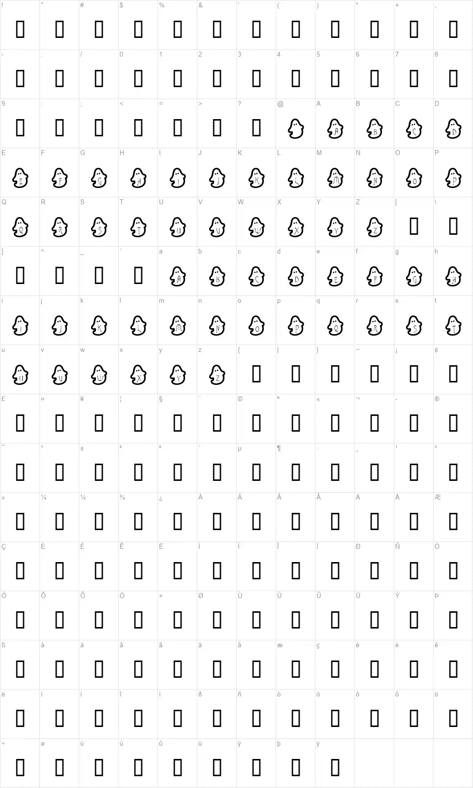 Bouh Bouhfont character map