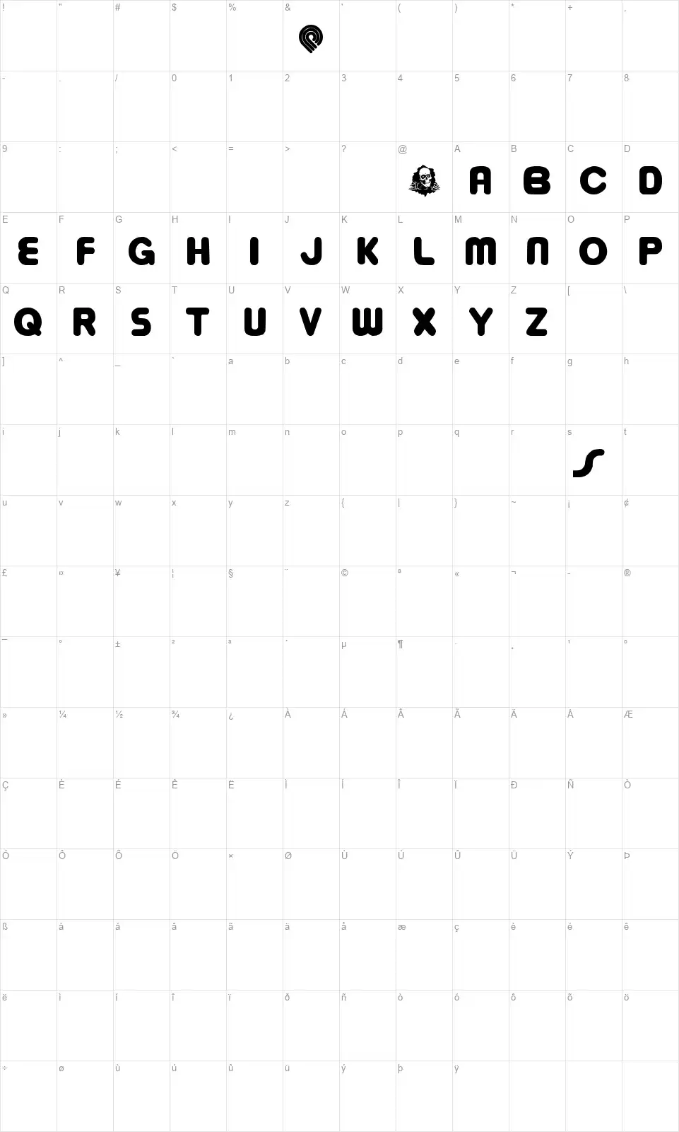 Bowellberaltafont character map