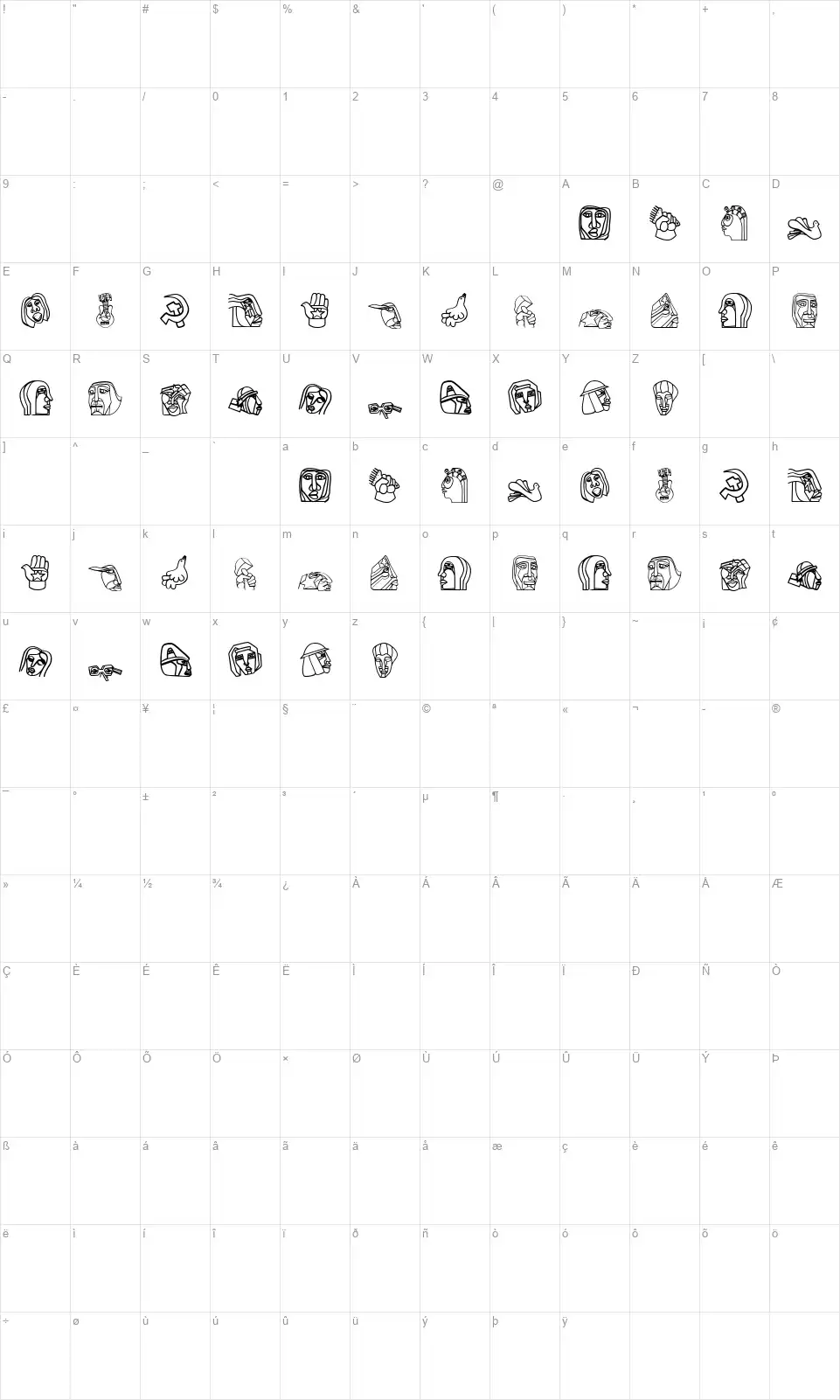 Brigada Ramona Parrafont character map