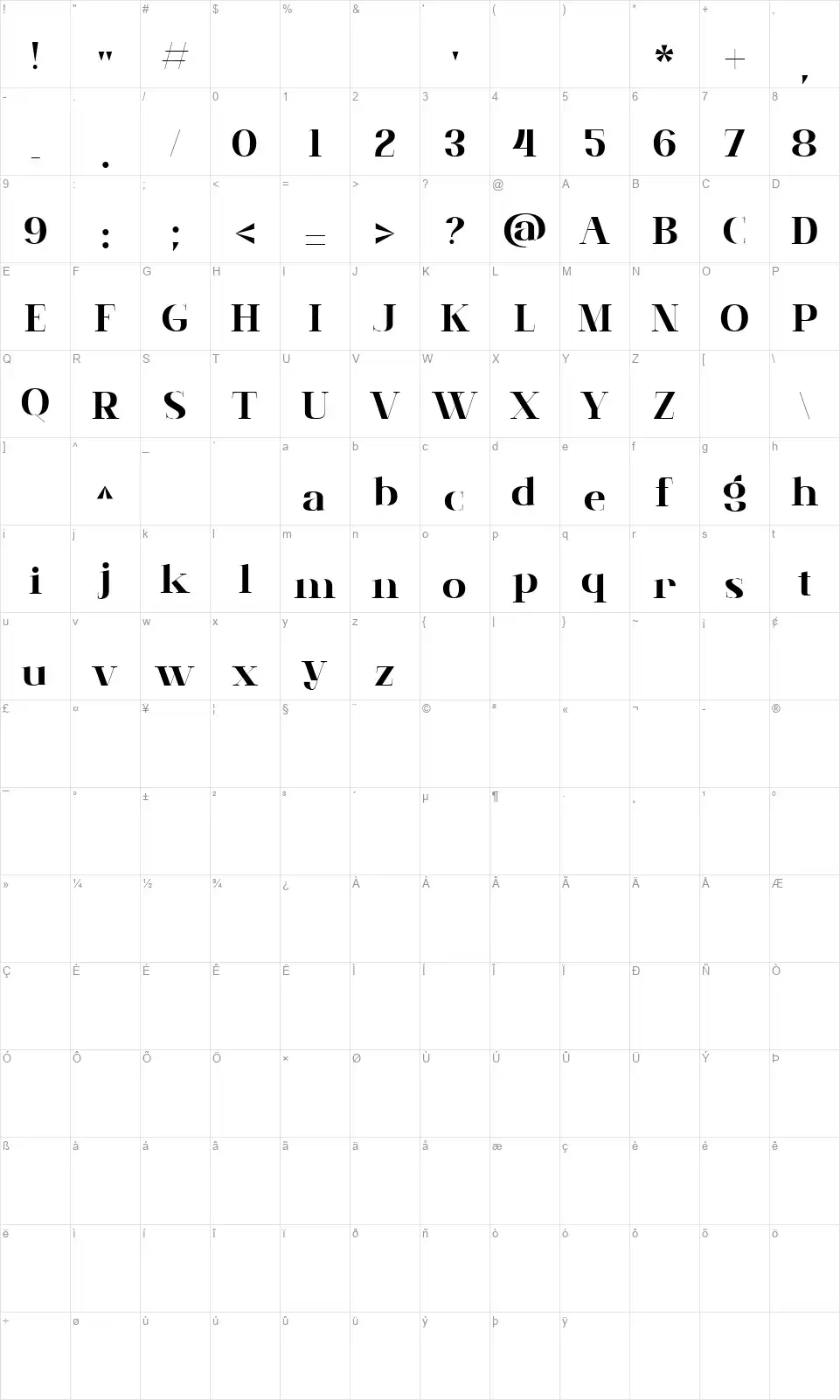 Brume Matinalefont character map