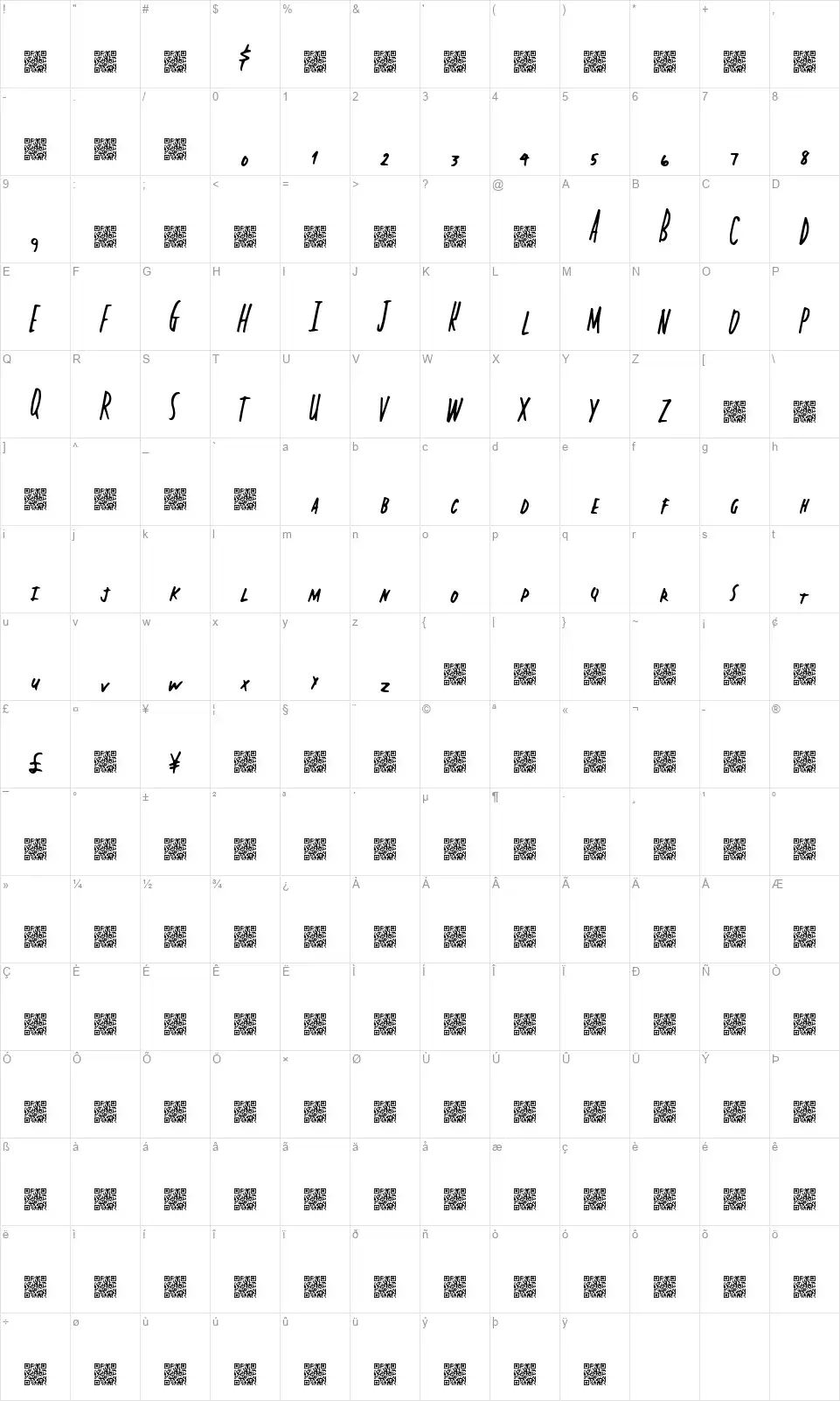 Capital Statefont character map