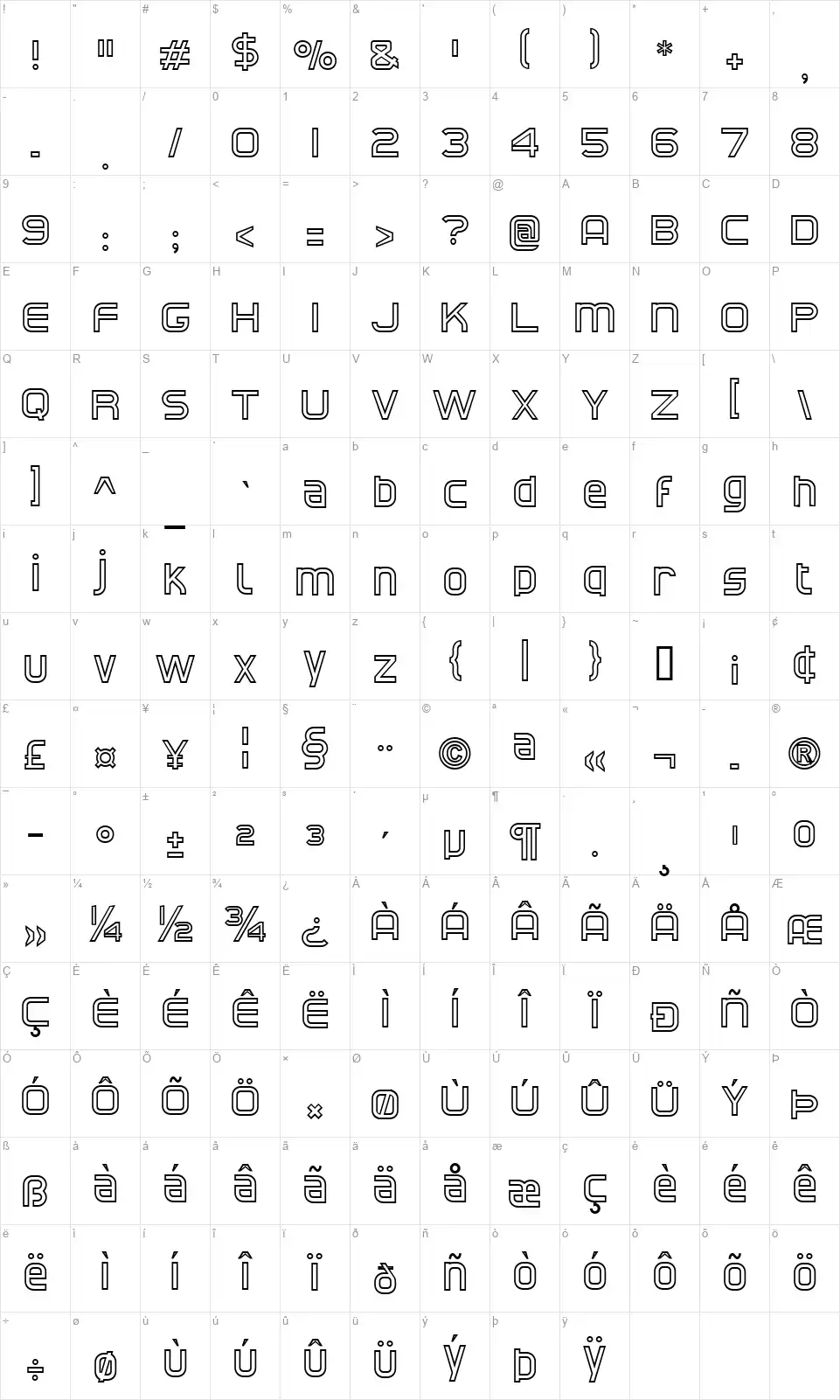CAT North Lichtfont character map