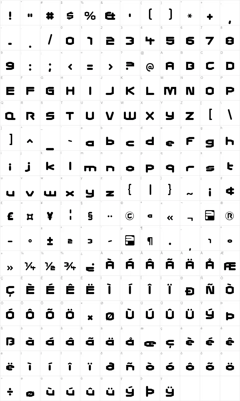 CharlesinCharge-Regularfont character map