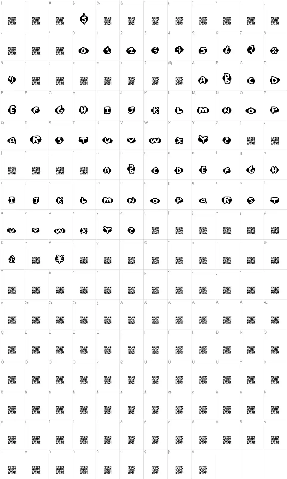 Chicken Wafflesfont character map
