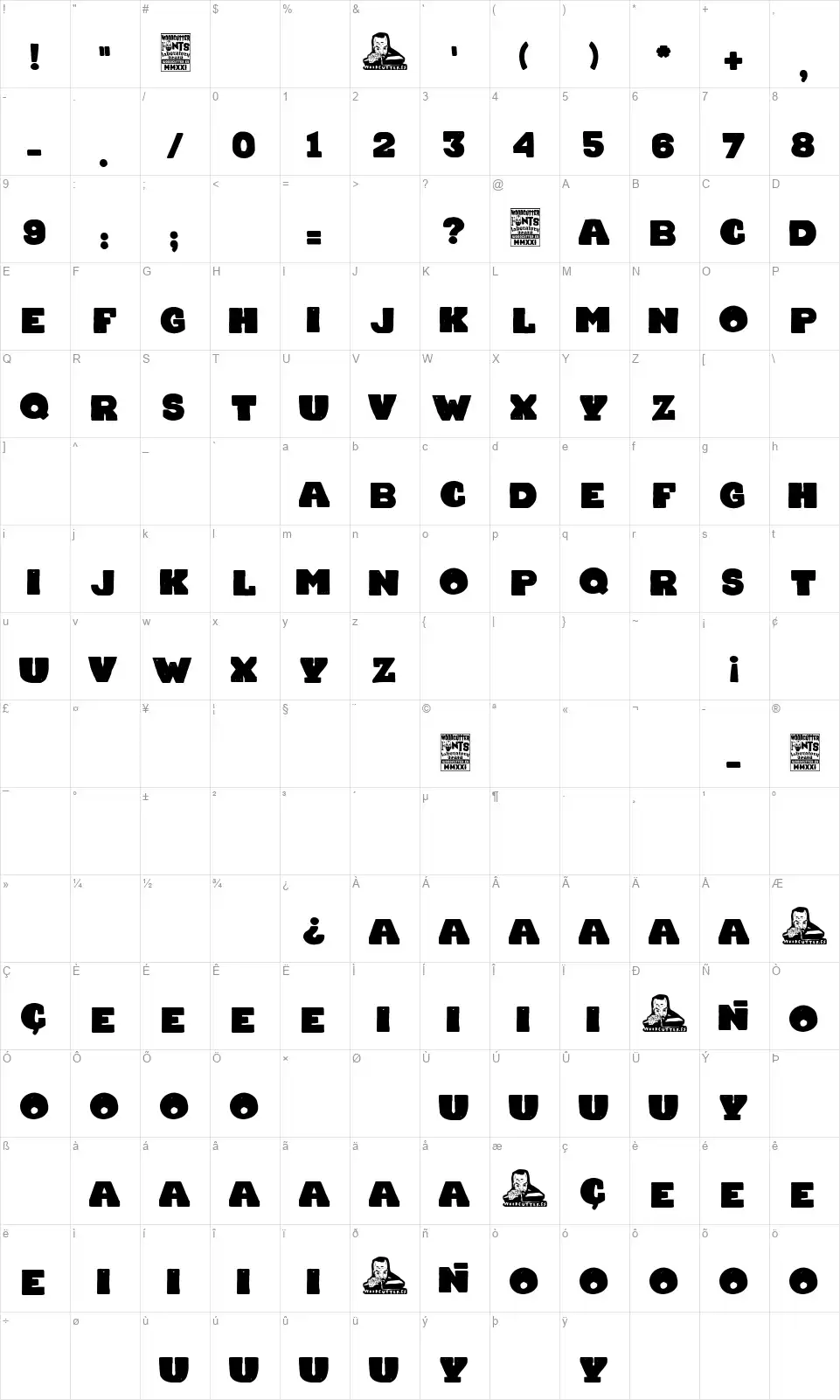 Chocolate Teamfont character map