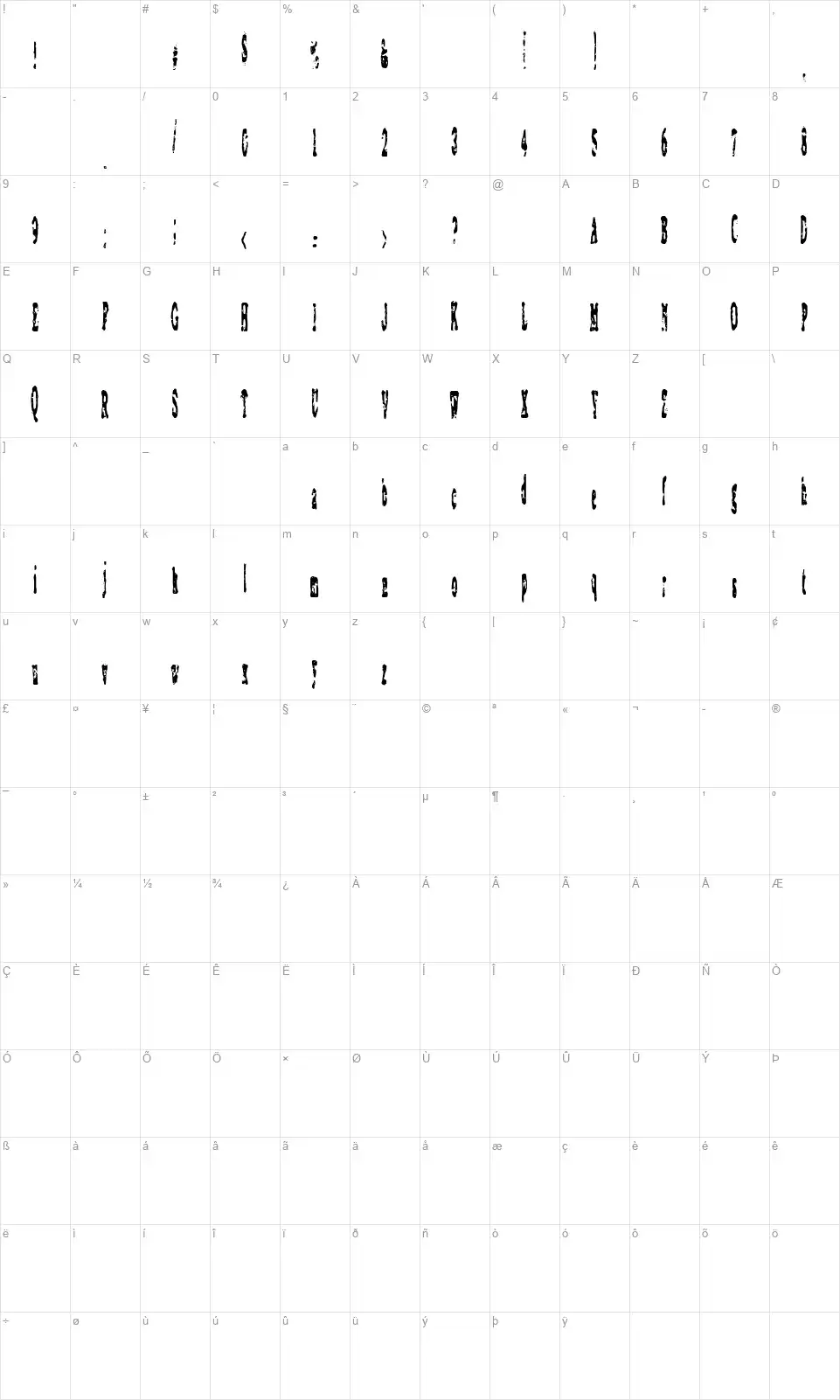 Coagulatefont character map
