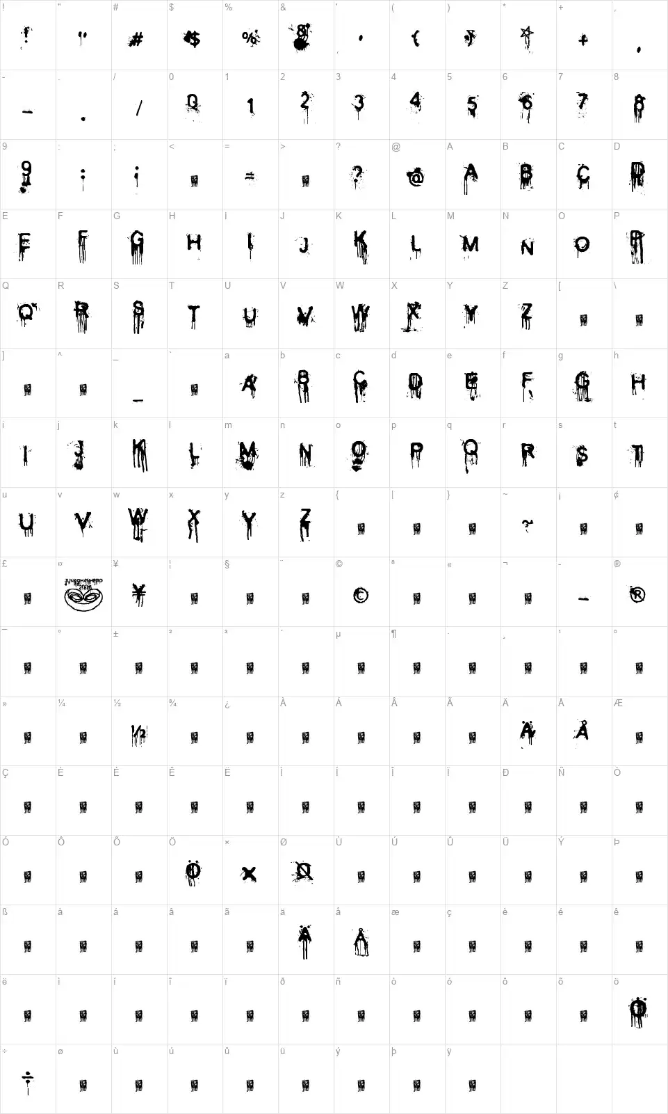 Cold Night for Alligatorsfont character map