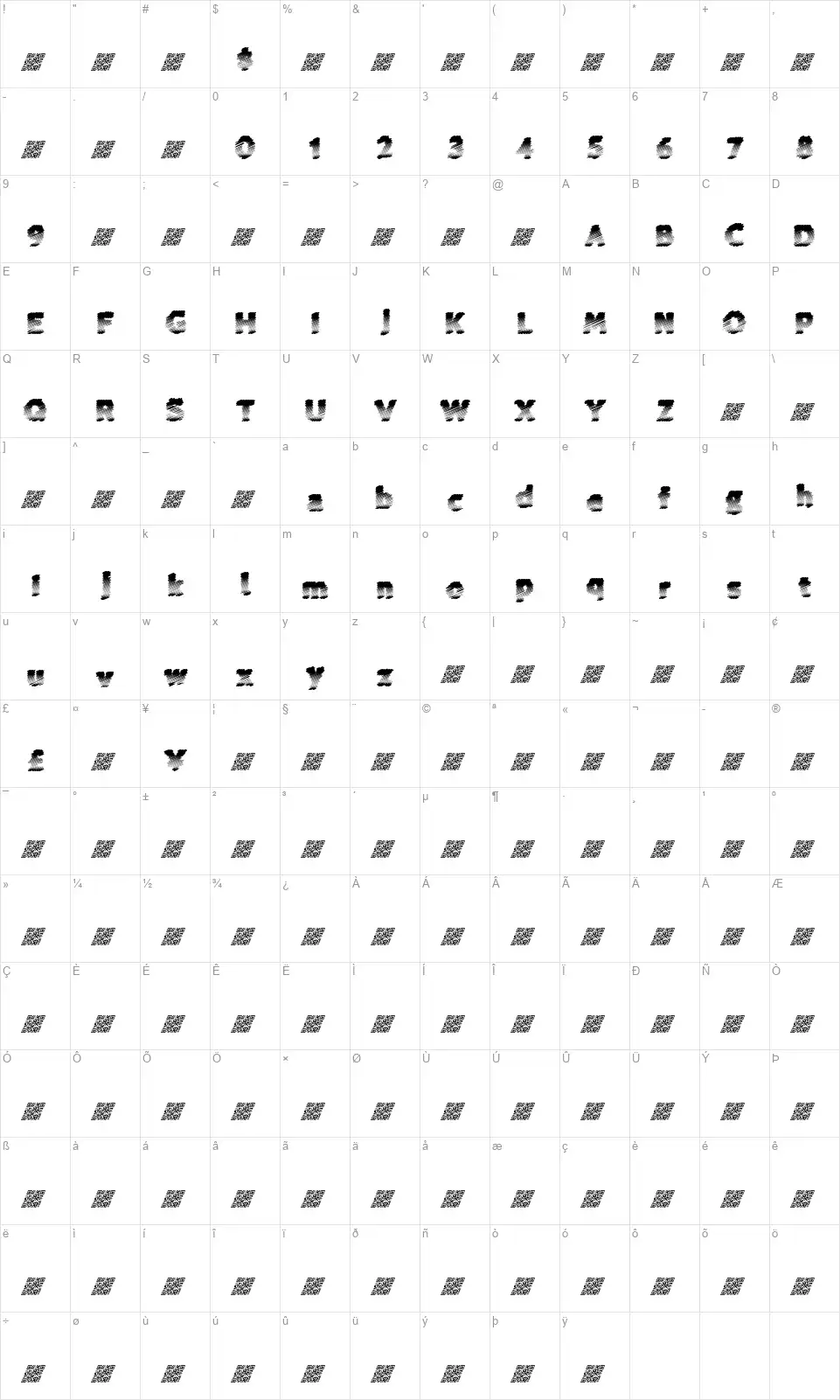 Cold Springfont character map
