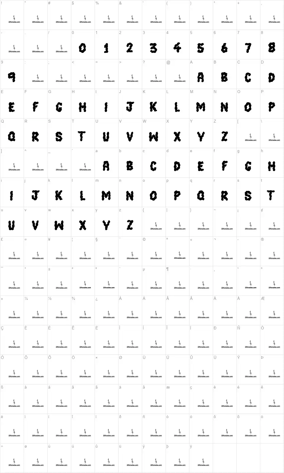 Color Me Purplefont character map