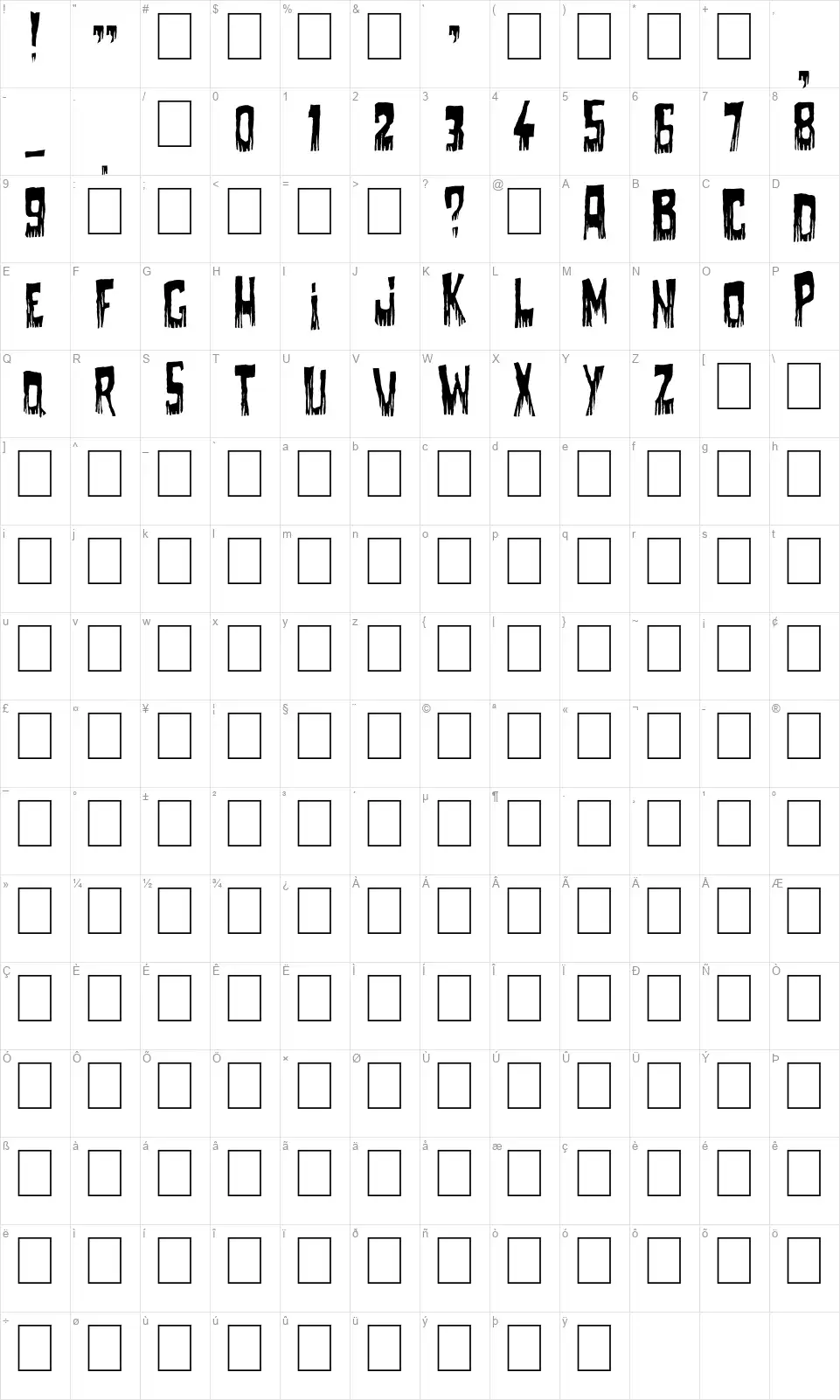 Come With Mefont character map