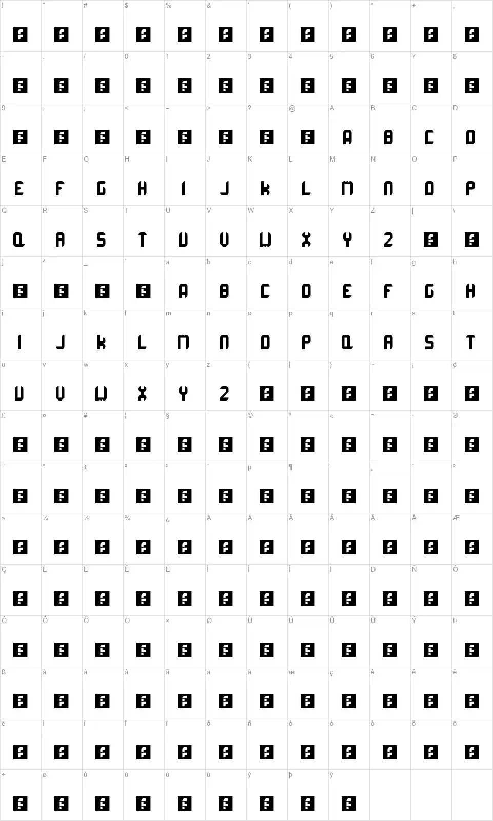 Corrupta Roundedfont character map