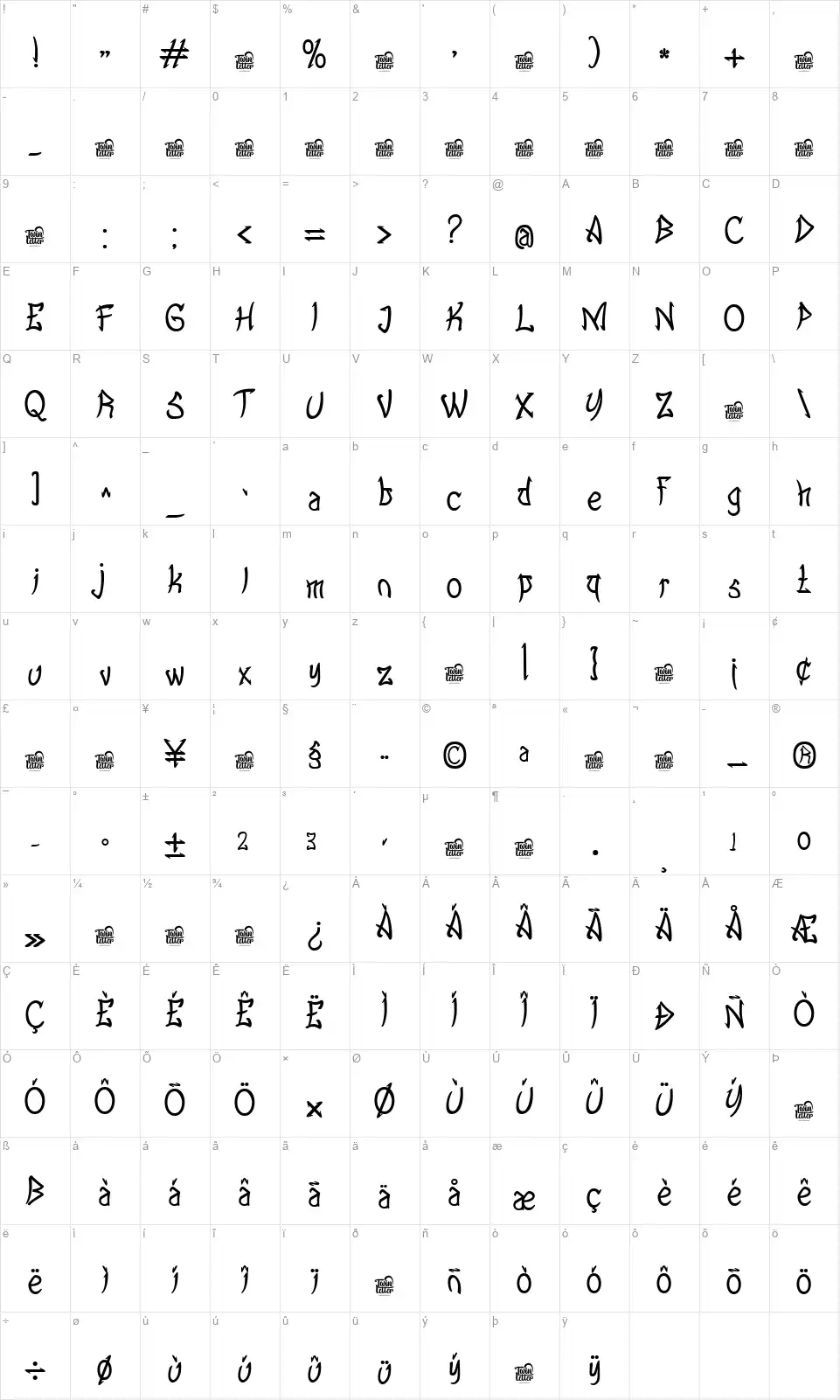 Crack Chakingfont character map