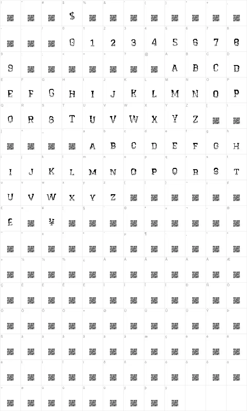 Crystal Housefont character map