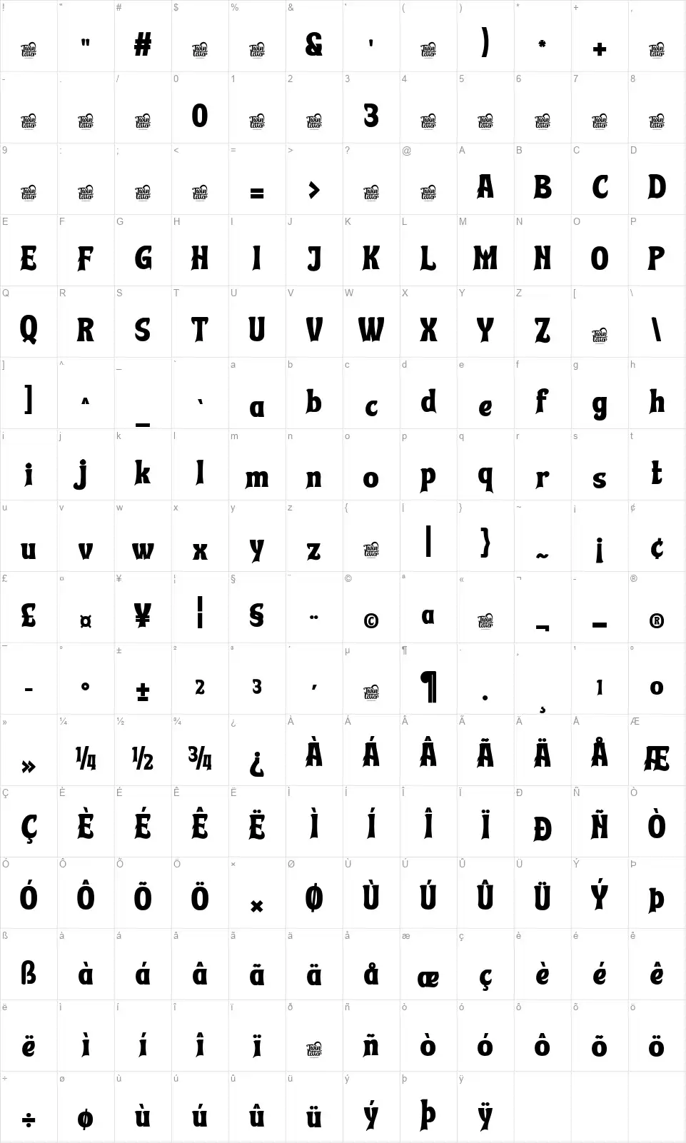 Cuy Mlaontfont character map