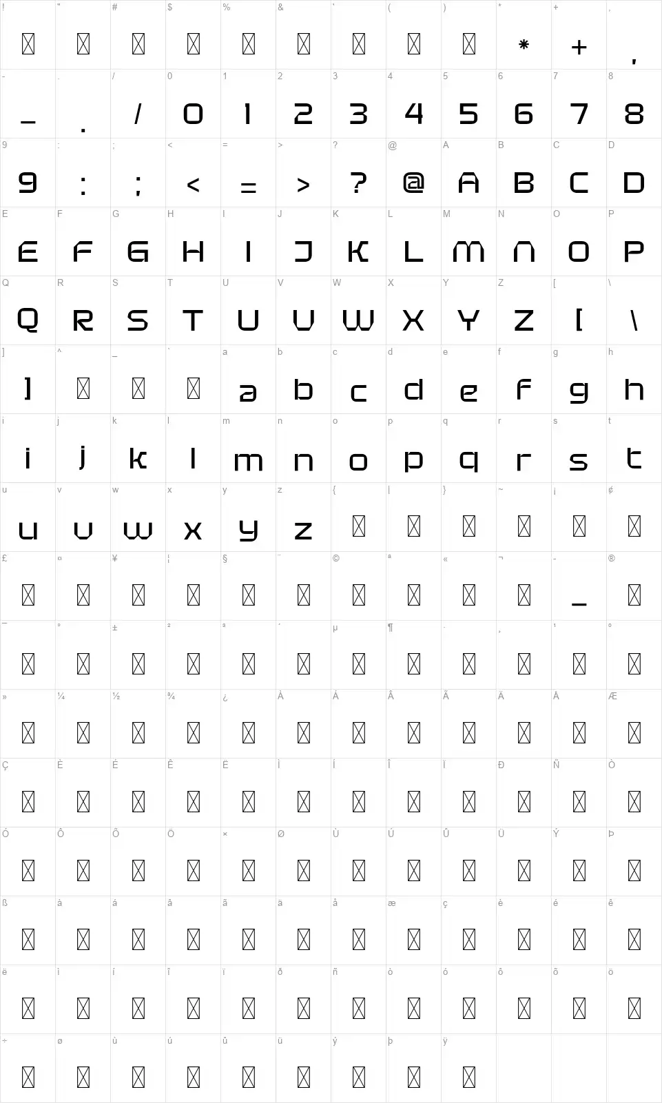 Cyber Copix Mapa de caracteres Cyber Copixfont character map
