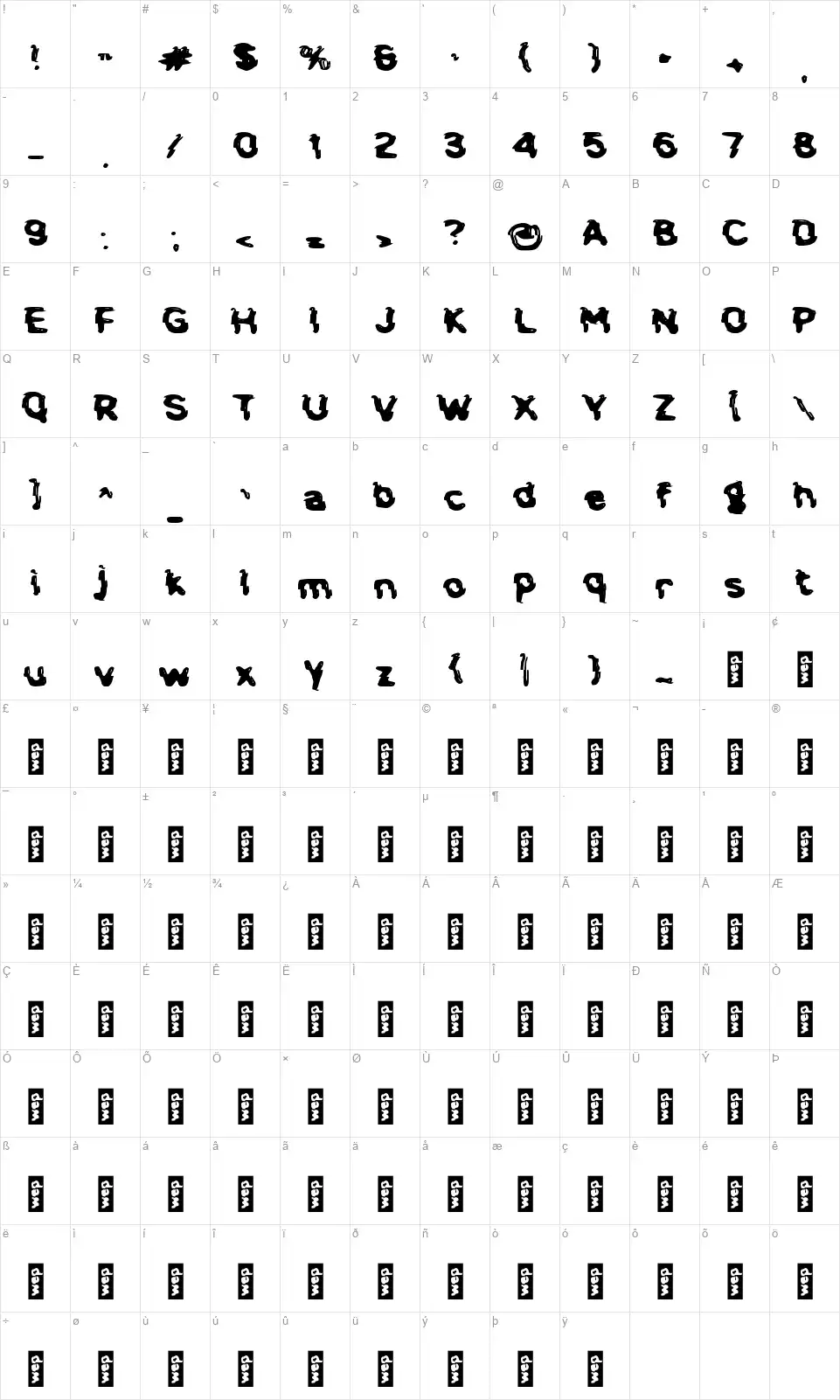 d Dilemafont character map
