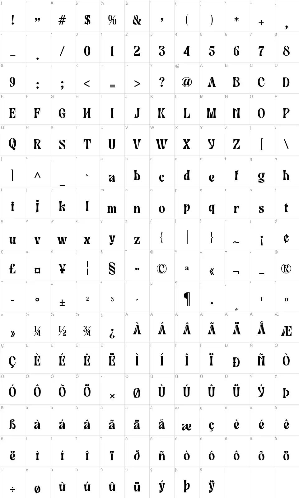 Dalton Marinefont character map