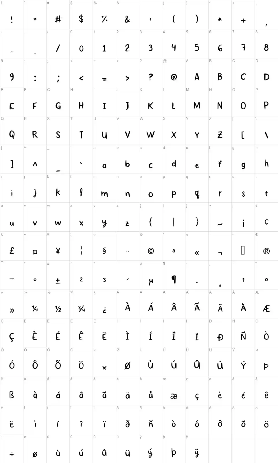 Dancing In Septemberfont character map