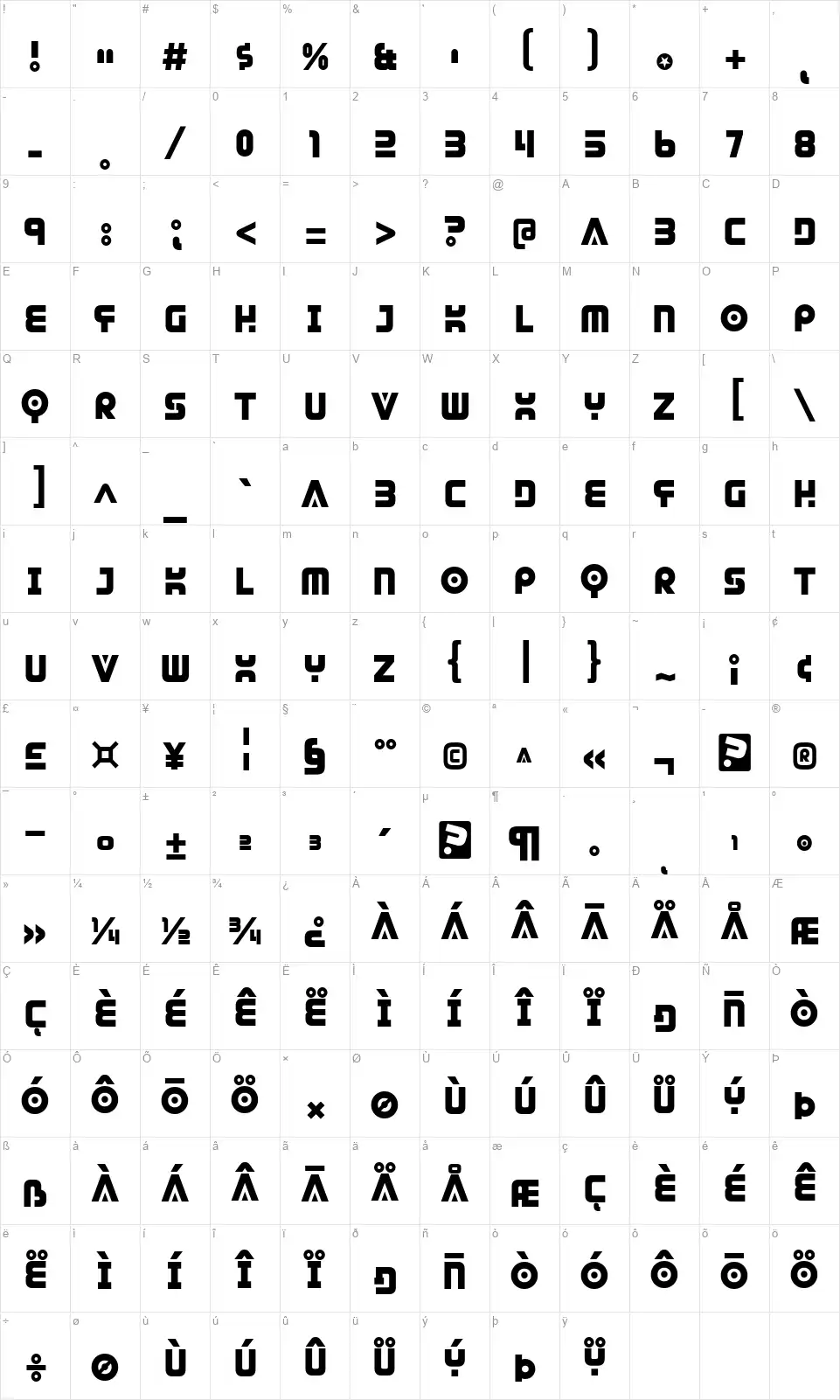Dendritic Voltagefont character map