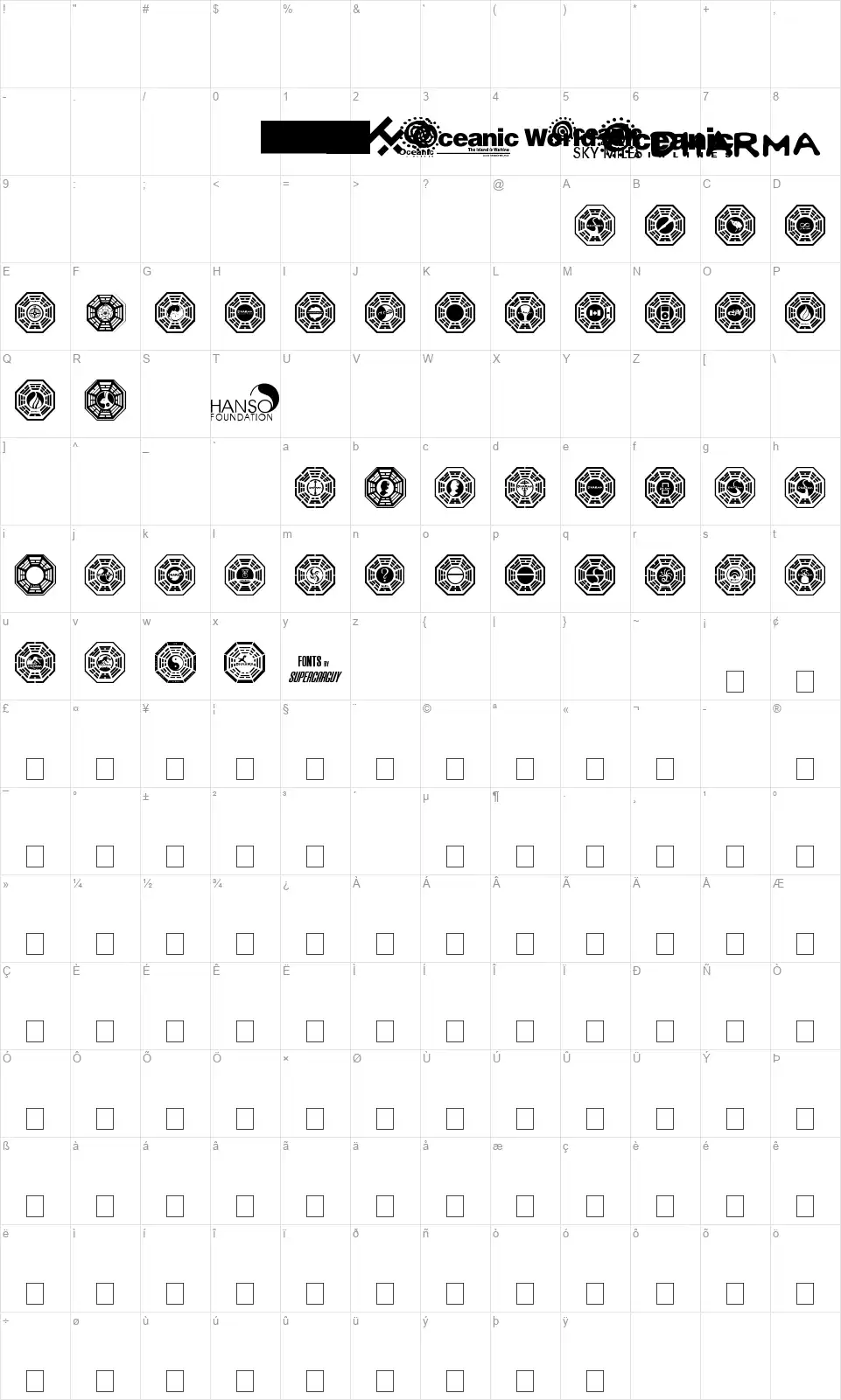 Dharma Initiative Logosfont character map