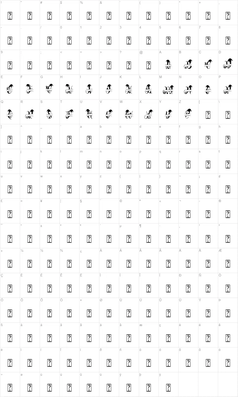 Diary Santa Monogramfont character map
