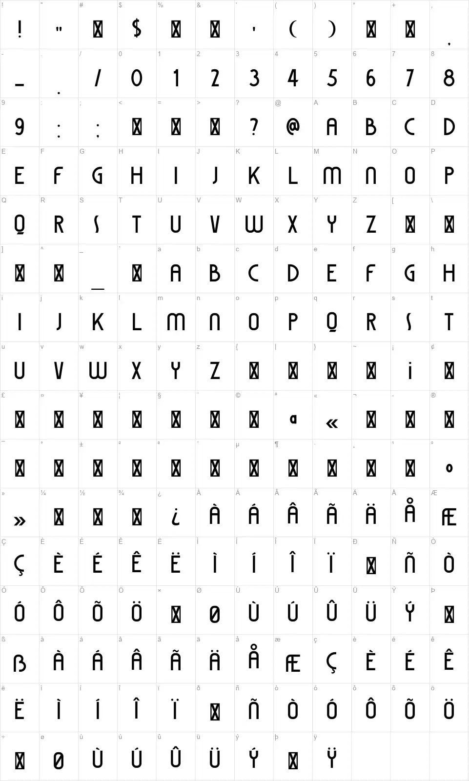 DK Coliseufont character map