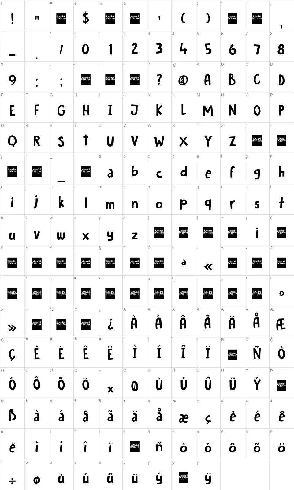 DK Hobgoblinfont character map