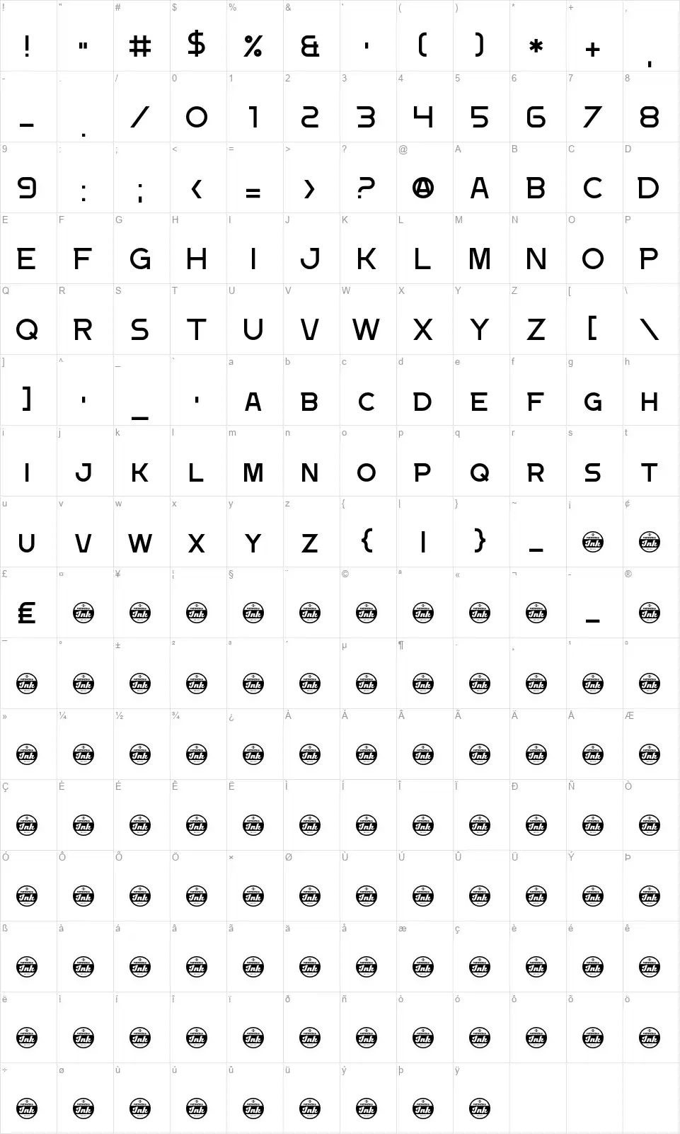 Document Twofont character map
