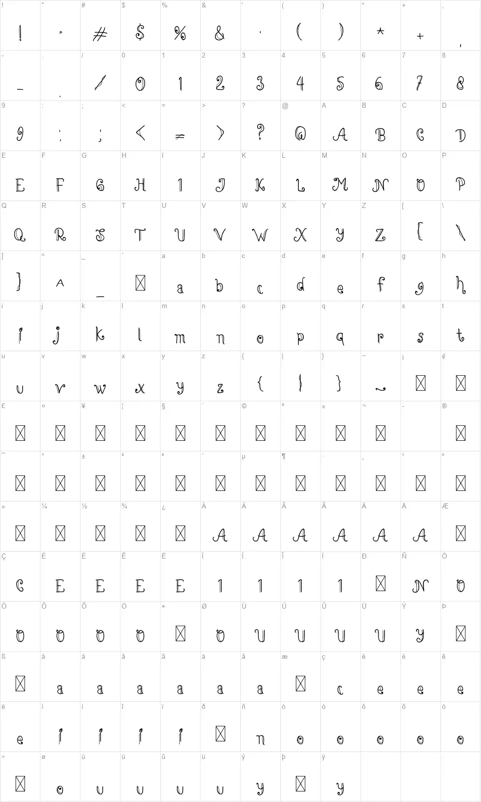 Dream House Santafont character map