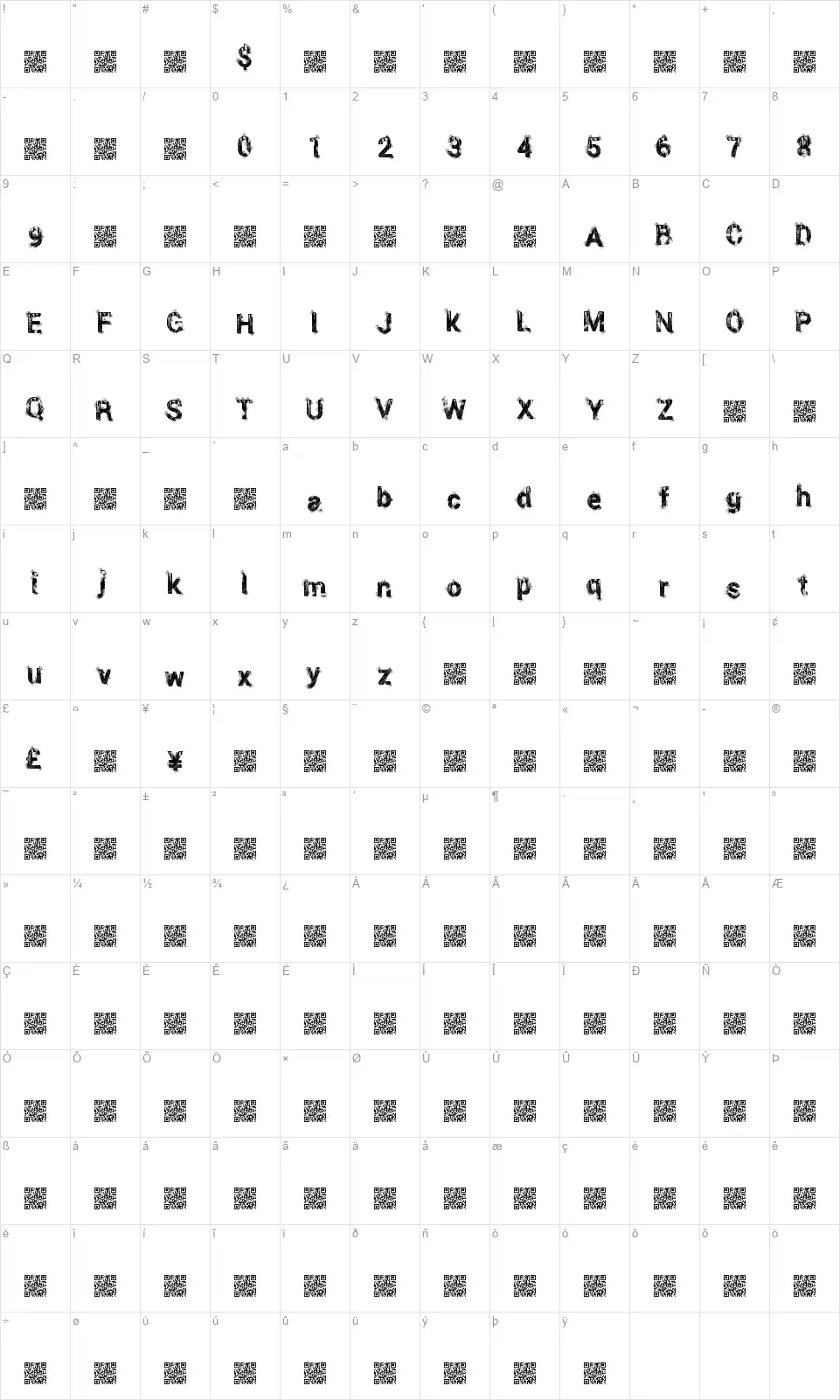 Eighties Lockerfont character map