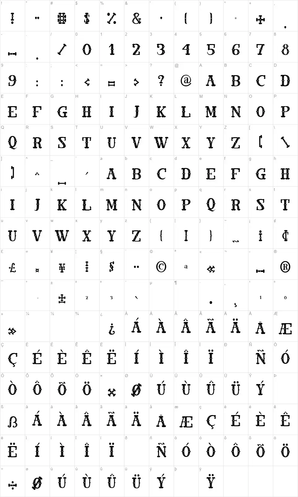 El Cabestorfont character map