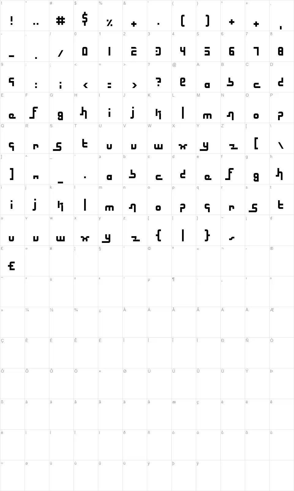 Electric Butterfliesfont character map