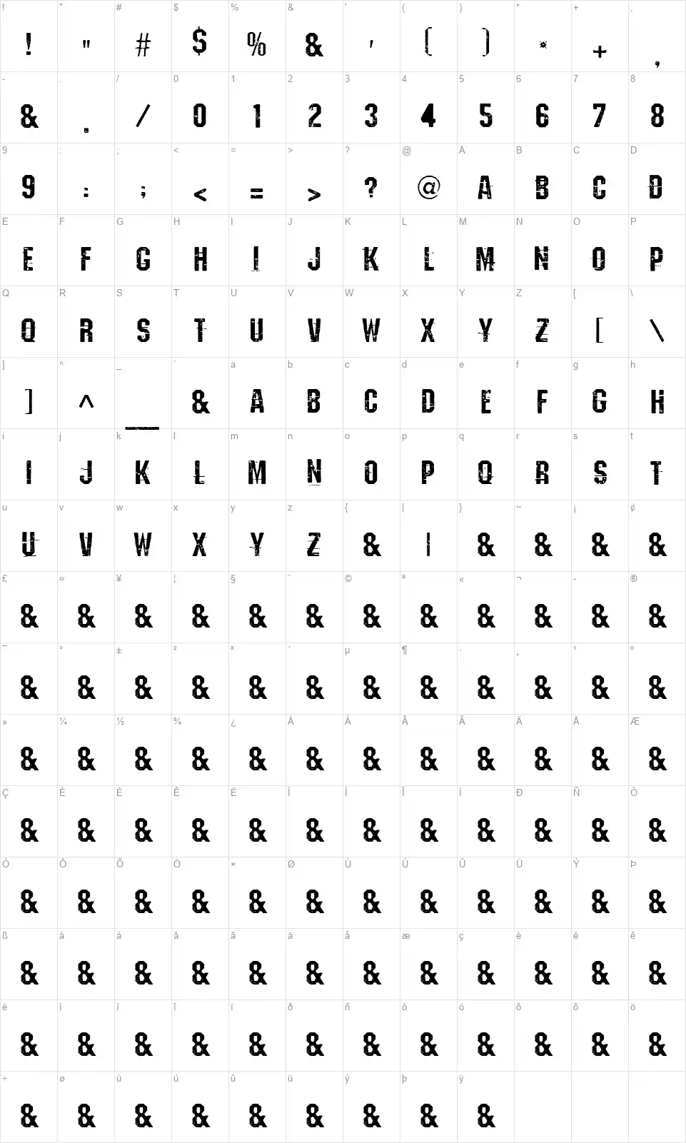 Eordeoghlakatfont character map