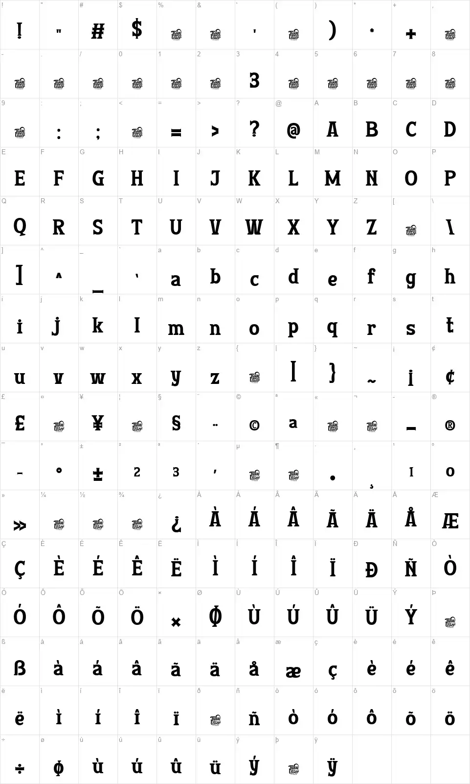 Esyotufont character map