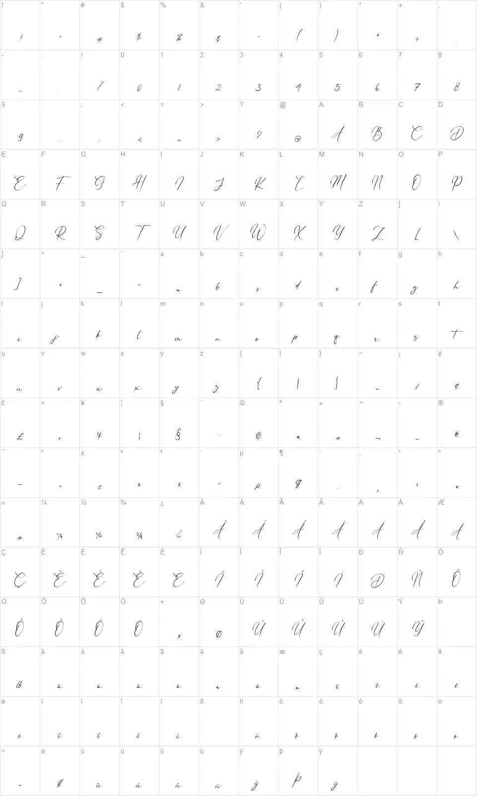 Eternal Amsterdamfont character map