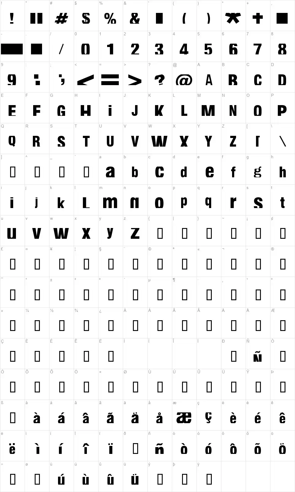 Fabianestemfont character map