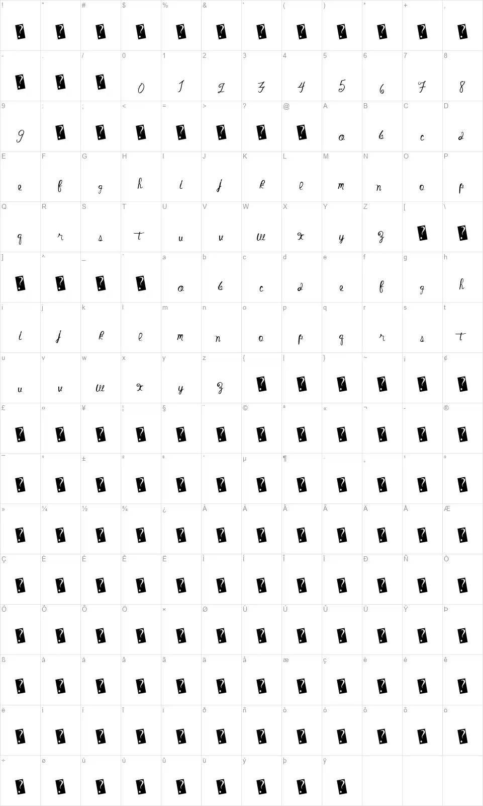 Fantastic Sunsetfont character map