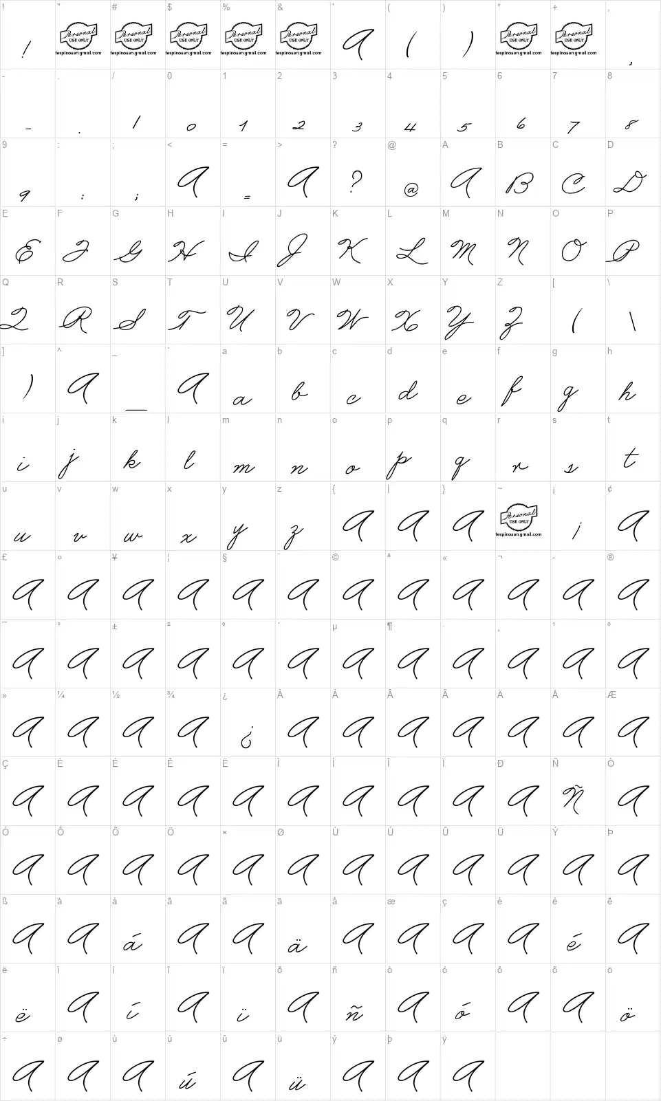 FespiPalmerfont character map