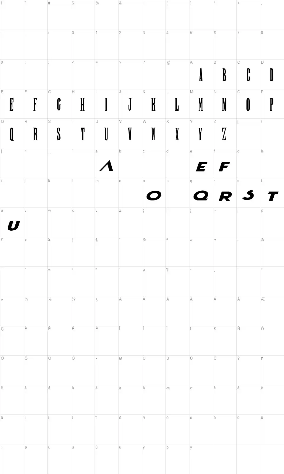 Final Fantasyfont character map